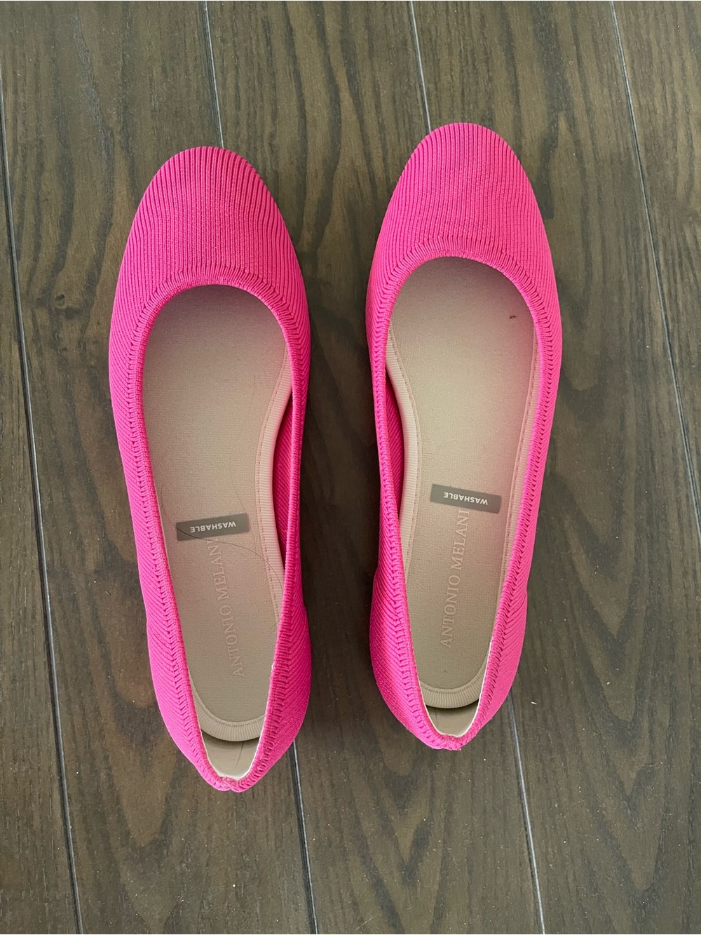 ANTONIO MELANI Bright Pink Knit Slip-On Flats